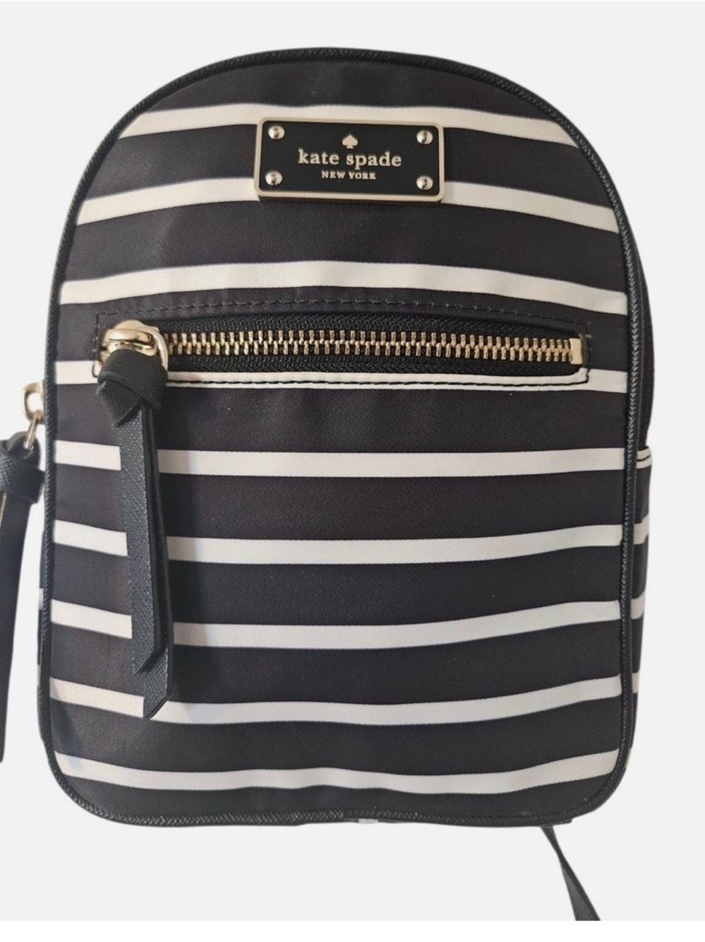 Kate Spade New York Black & White Stripe Nylon Mini Backback